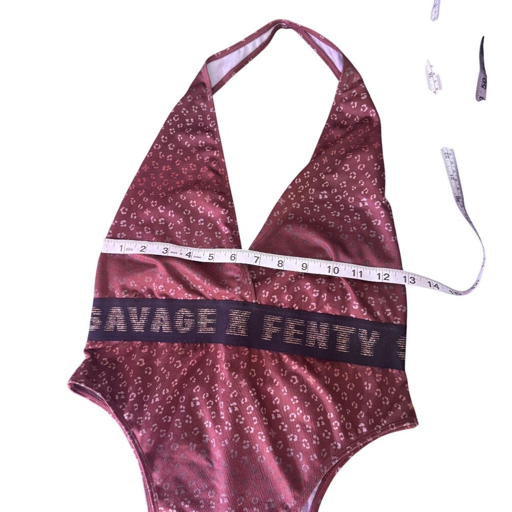 Savage x Fenty Bodysuit Women's Red/Black Halter Top Backless Stretchy Size M - Picture 7 of 9